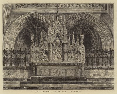 Het altaarstuk in de kathedraal van Exeter door Henry William Brewer